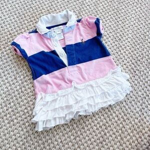 Polo Ralph Lauren Kids Striped Rugby Dress block stripe ruffle hem 3M 3 Months